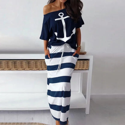 Harbor Luxe: Effortless Elegance in the Anchor Print Set
