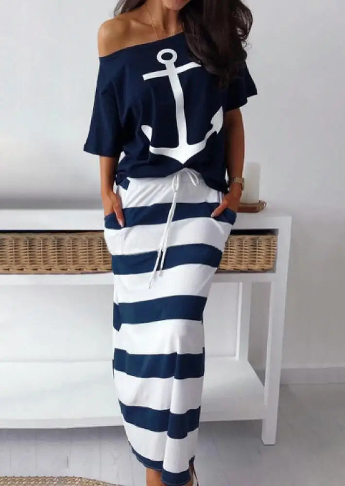 Harbor Luxe: Effortless Elegance in the Anchor Print Set