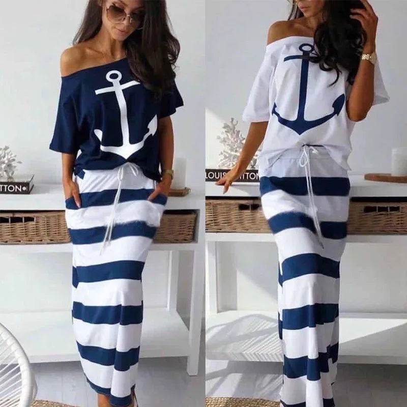Harbor Luxe: Effortless Elegance in the Anchor Print Set